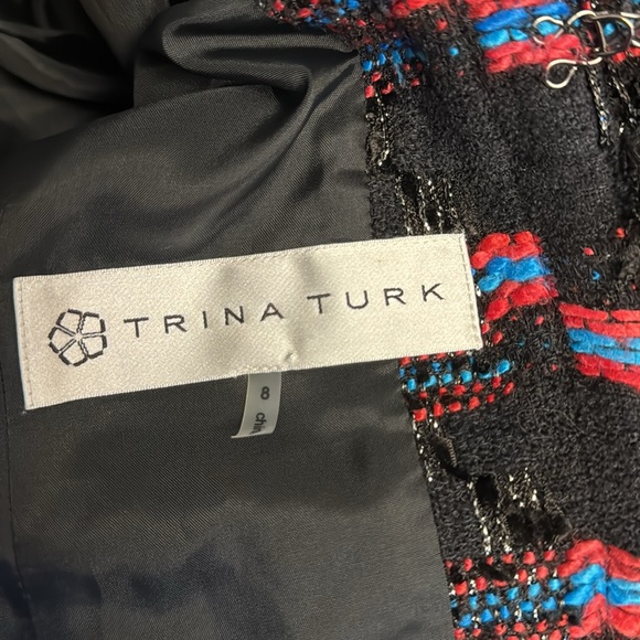 Trina Turk Secret Agent Kings Road Jacket in Multi Size 8 Color Black/Pink/Blue - Picture 10 of 11